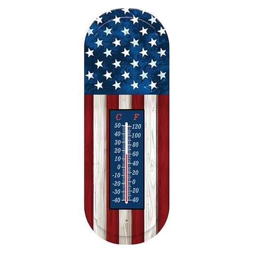 Briarwood Lane Wooden Flag Metal Thermometer