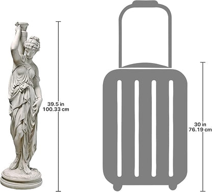 Design Toscano Dione the Divine Greek Water Woman Indoor/Outdoor Garden Statue, Grande, 38 inches tall, Cast Stone Resin, Antique Stone Finish