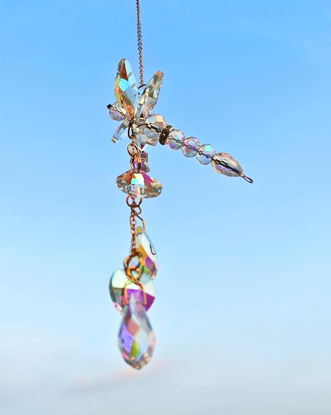 Hanging Prism Dragonfly Sun Catchers Indoor Window Rainbow Maker Sparkling Crystal Decor Sunlight Suncatcher