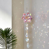 Crystal Flower Sun Catcher, Hanging Sunlight Catcher, Sun Catcher Crystals, Hanging Crystals for Decoration, Window Decoration, Birthday Gift (Pink)