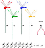 Jongdari 16 Sets Dragonfly Hat Clip Realistic Fake Dragonflies Clip-On Garden Outdoor Decor Stakes Plastic Dragon Fly Clips Plant Decorations for Pots, Includes Pliers & Clips - Small