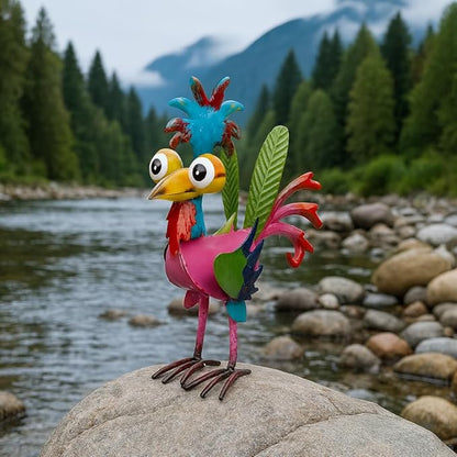 8'' Metal Rooster Garden Decor – Chicken Statues Sculpture, Outdoor Animal Ornaments Yard Art for Backyard Patio Lawn Home Kitchen Decor Outside Decorations, Wacky Decor Gifts for Chicken Lovers