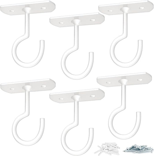 6Pack Ceiling Hooks Bulk 2.5in for Hanging Plants for Hanging Plants White