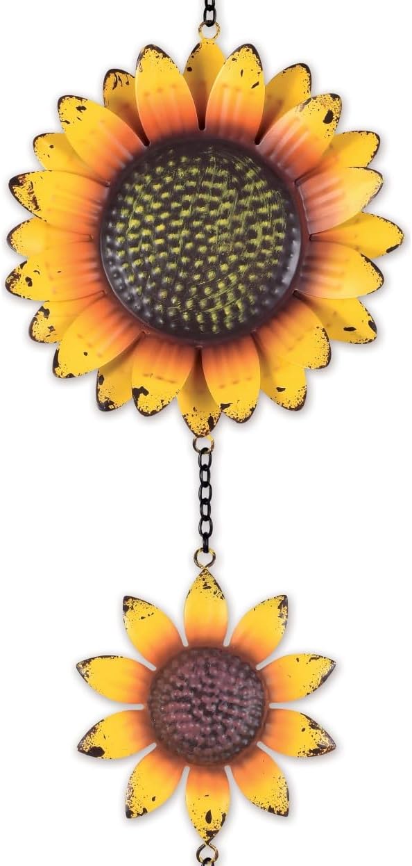 Sunset Vista Designs Fall Indoor/Outdoor Rustic Metal Garden Dangler with Cow Bell, 27-Inch, Sunflower