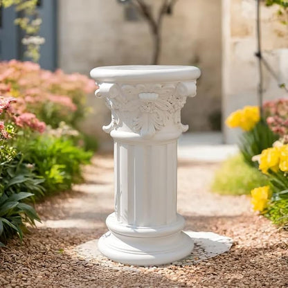 Decorative Roman Column Pedestal, English Rosette Indoor Outdoor Sculptural Garden Plinth Base Statue Riser, Weatherproof Sturdiness Plinth Base Statue Riser for Statues, Flower Pots, Decor, Cast Stone Resin (1425)