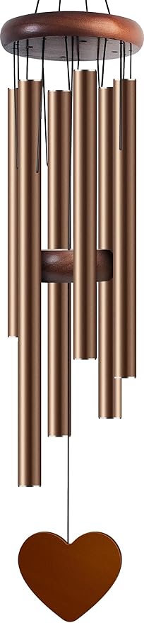 Wind Chimes for Outside, Special Coffee Color Wind Chimes, 32" Large Aluminium WindChimes for Outdoor, Garden, Zen, Yard, Patio Decoration, Gift for Mom Women Loved one Neighbors(Heart Shape)