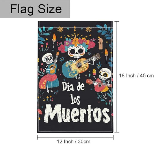 Gkyygk Welcome Garden Flag Dia De Los Muertos 12x18 Inch Double Sided Skull Day Of The Dead Small Burlap Banners Yard House Seasonal Farmhouse Home Decor for Men Women