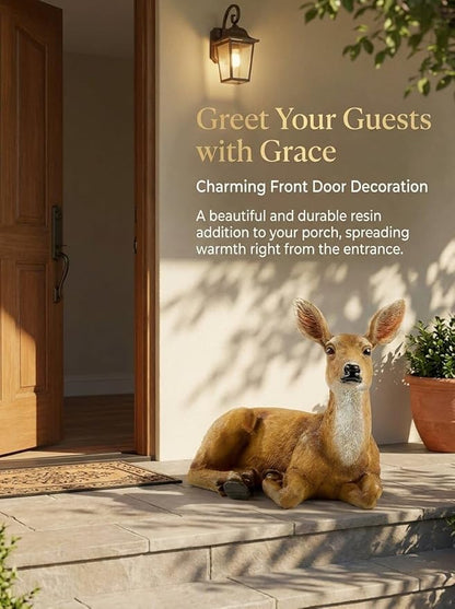 XTAPAN Resin Doe Statue Figurines Female Deer Animal Sculpture Gift Home Decor,Office or Outdoor Garden Statue Woodland Decoration