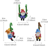Set of 3 Cute Climbing Gnome Figurines Flower Pot Hugger, Resin Hanging Gnomes Statue Outdoor Decor Fence Ornaments for Patio Lawn Garden Yard (Swing Gnome)