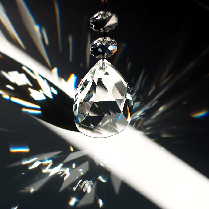 10pcs 76mm Teardrop Chandelier Crystals, Clear Crystal Chandelier Prisms Pendants Parts Connected Glass Octagon Beads Hanging Garland Decoration