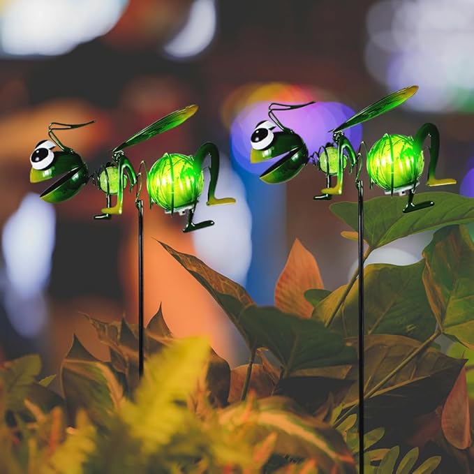 Viveta 2 Pack Solar Figurine Lights, Garden Solar Lights Stake, Ant Decorative Solar Light for Garden Pathway Patio, Waterproof Outdoor Decor