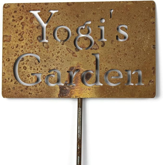 Classic Metal Garden Markers Clearance Items 20 to 33 Inches Tall (Yogi's Garden, Naturally Rusted)