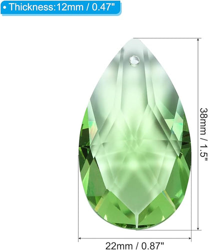 PATIKIL K9 Crystal Pendants Teardrop Beads, 10 Pack 38mm Chandelier Prisms Parts Hanging Beads DIY Lamp for Arts Crafts Decoration, Light Green