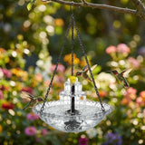 Solar Fountain for Bird Bath, Hanging Solar Cascade Bird Bath Fountain with Multi-Tier Waterfall, Solar Powered Outdoor Hanging Birdbath for Garden, Patio, Yard and Backyard Decor (Gray)