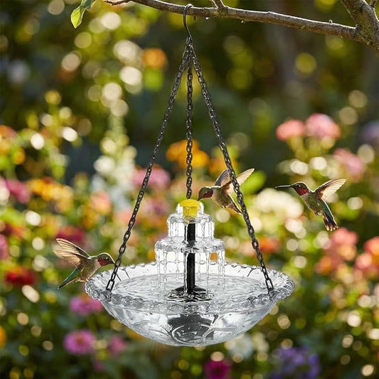 Solar Fountain for Bird Bath, Hanging Solar Cascade Bird Bath Fountain with Multi-Tier Waterfall, Solar Powered Outdoor Hanging Birdbath for Garden, Patio, Yard and Backyard Decor (Gray)