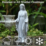 15 inch Virgin Mary Statue, Angel Statue for Garden, Religious Garden Statue Outdoor, Blessed Mother Sculpture, Mother Mary Statue for Patio Home Yard Decor, Gray