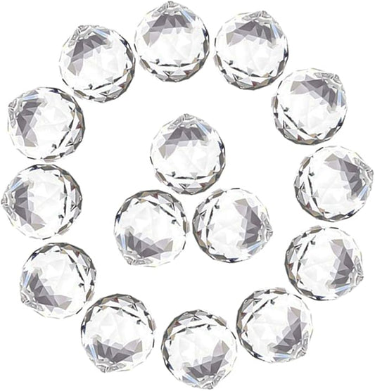 MerryNine 30mm/1.18" 15 Pack Crystal Ball Prism Sun Shine Catcher Rainbow Pendants Maker, Hanging Crystals Prisms for Windows, for Feng Shui, for Gift (Clear)