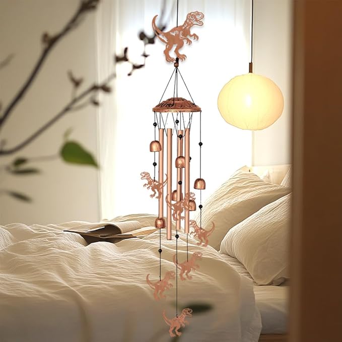 Dinosaur Wind Chimes for Outside Garden Wind Chime Dinosaur Wind Chimes Outdoor Memorial Sympathy Gifts for Women Men Metal Windchimes for Outdoors, Indoors, Patio, Garden, Yard, Home Decor
