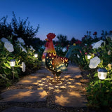 HONGLAND Metal Rooster Yard Decor,18" Solar Chicken Garden Statues Outdoor,Farm Animals Lawn Decorative Ornaments Outside for Home Patio Backyard Landscape