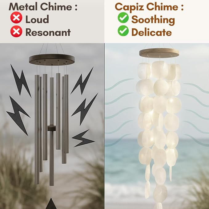 Solange & Frances Beach Decor, Wind Chimes for Outside, Elegant Sea Glass Decor Windchimes, Gifts for A Beach Lover, Natural Gifts, Mother's Day Beach Theme Gift