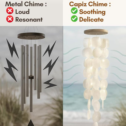 Solange & Frances Beach Decor, Wind Chimes for Outside, Elegant Sea Glass Decor Windchimes, Gifts for A Beach Lover, Natural Gifts, Mother's Day Beach Theme Gift