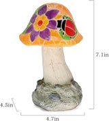 Mushroom Solar Lights Outdoor: Fairy Garden Decor Mosaic Art Outside Statue LED Figurine Backyard Lawn Ornaments Flowerbed Porch Gift Ideas for Lover Mom Grandma