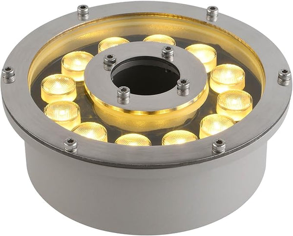 Fountain Light 12W 12V DC Warm White Waterproof Grade IP68 LED Spot Light Landscape Lighting Suitable for Fountains, Waterfalls,Pond and Grass Land（Not Include 12V Transformer）