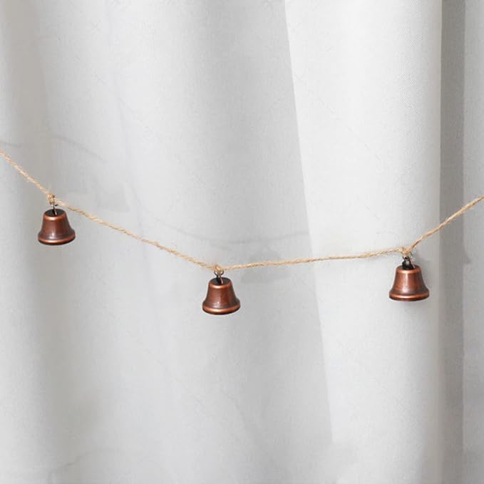 MrMrKura Vintage Jingle Bells Hanging String, 9 Antique Red Copper Bells Decorative Hanging Bells Wind Chimes Bell Decoration Gifts for Home Garden Decor Crafts (53 inches Long)