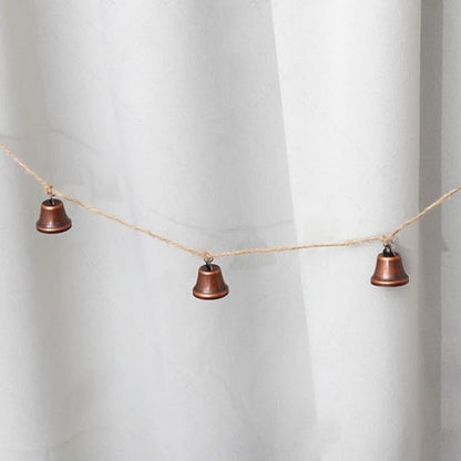 MrMrKura Vintage Jingle Bells Hanging String, 9 Antique Red Copper Bells Decorative Hanging Bells Wind Chimes Bell Decoration Gifts for Home Garden Decor Crafts (53 inches Long)