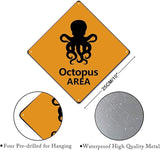 Octopus Crossing Sign Caution OctopusXing Sign Street Sign Wildlife Novelty Road Fence Wall Decor Warning Metal Tin Sign For Indoor Outdoor 10x10in