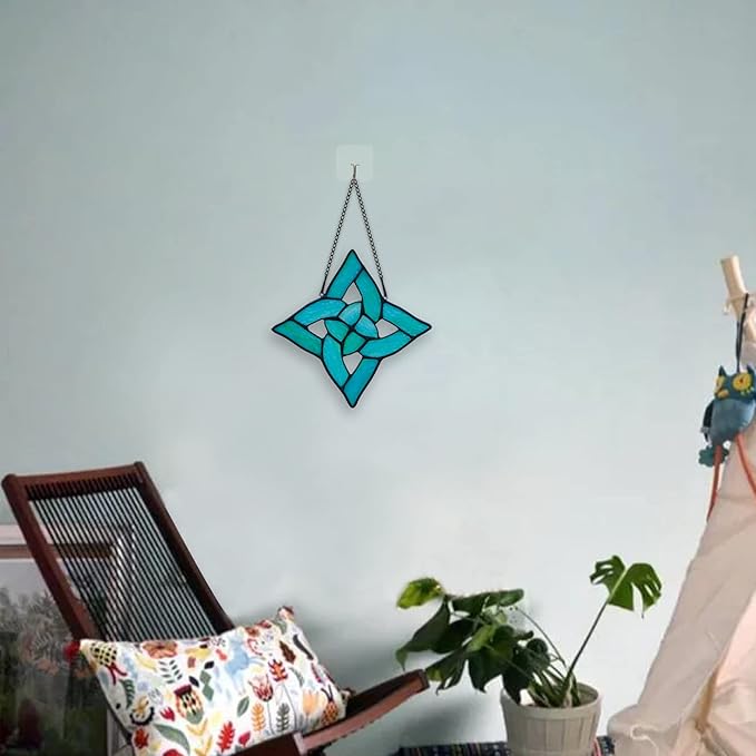 Celtic Trinity Knot Stained Glass Window Hanging Suncatcher Ornament,Irish Decoration Handmade Birthday Gifts for Women Parents Aunt Sister,St Patrick's Day Gifts for Mom Grandma