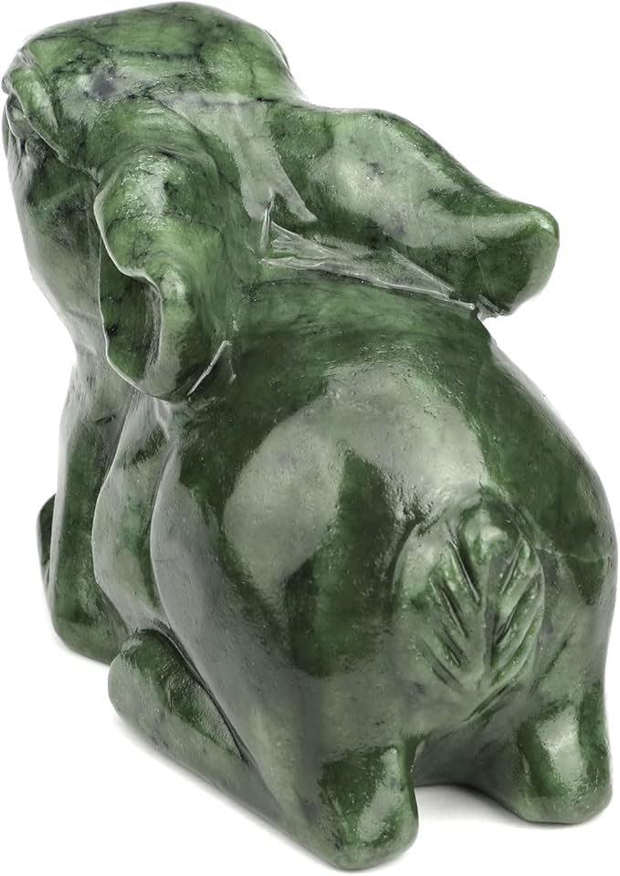 Real Jade Rabbit Statue - Natural 4inch Gemstone Sculpture for Home Decor, Carved Figurine Animal Collection Art Home Deask Outdoor Garden Decorative