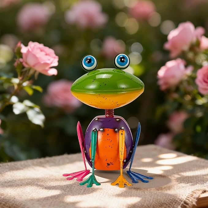 Frog Garden Decor Metal Yard Art Rustproof Garden Statues Outdoor Figurines for Patio Porch Lawn Gardening Gifts