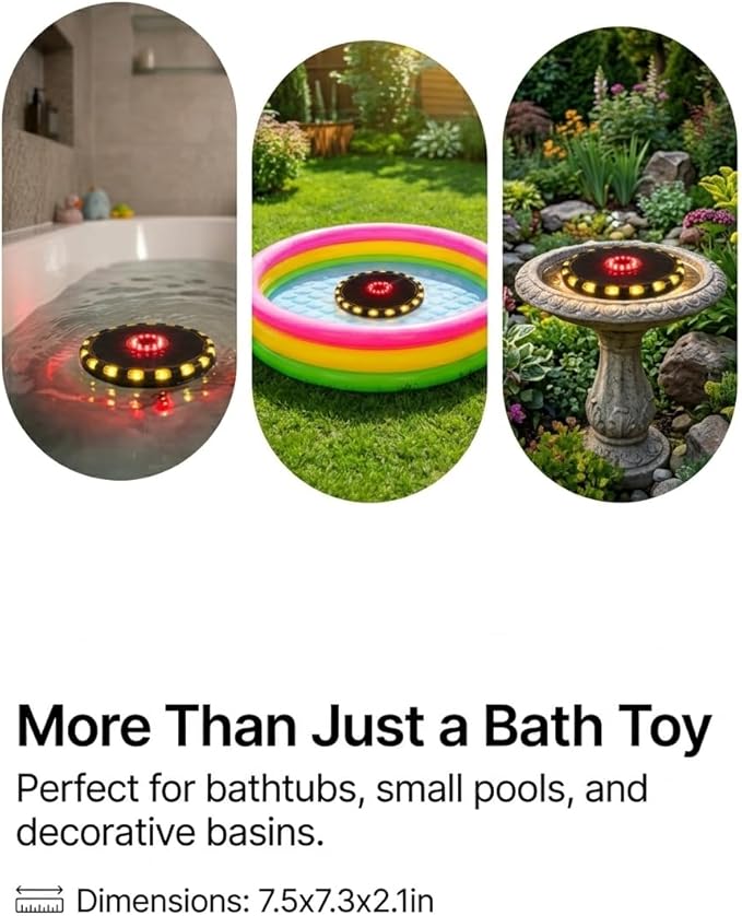 Solar Powered Water Fountain for Kids Bath, Multiple Spray Patterns, Floating Pump, PP, Weather Resistant, for Tub and Garden