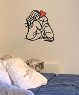 Putuo Decor Modern Minimalist Pet Love Metal Wall Art Line Heartwarming Dog Wall Decor for Living Room, Bedroom