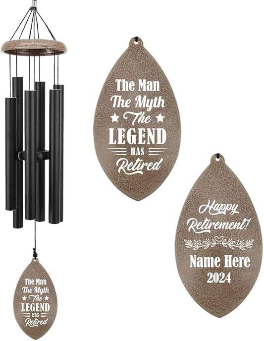 ASTARIN Personalized Happy Retirement Gift, Custom Name Retirement Wind Chimes for Women Men, 35" Large Deep Tone Wind Chime Retire Gifts for Co-Workers Boss Friends Parents(Produced in USA)