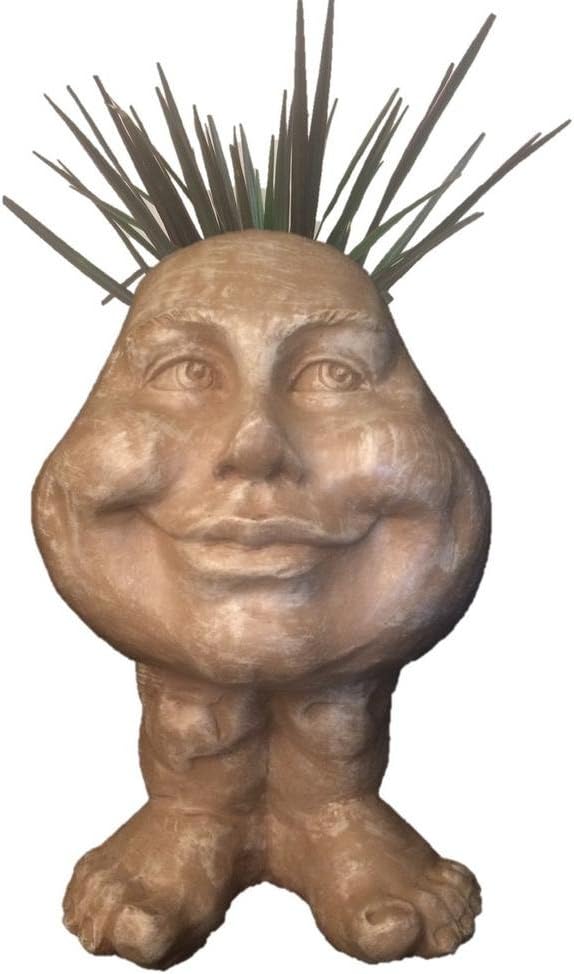 homestyles 8.5 in. Stone Wash Daisy The Muggly Statue Face Planter Holds 3 in. Pot
