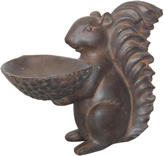 Comfy Hour 10" Squirrel with Acorn Bowl Decorative Figurine, Artisan Crafted Wildlife Statue for Outdoor Garden & Home, Rustic Bronze Style Patio Decor, Polyresin Ornament, 1 Piece