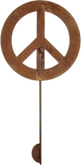 Peace and Heart Staked Signs or Wall Art Rustic or Powder Coated Finishes (Peace Medium Stake 25", Naturally Rusted)