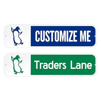 Customize Your Own Blue Street Sign with Penguin Symbol by SmartSign | 6" x 24" 3M EG Reflective Aluminum