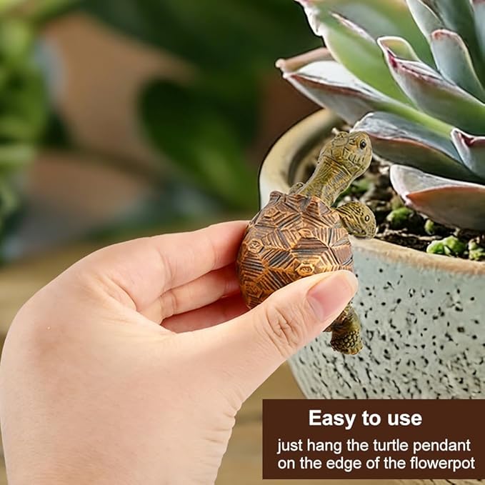 Turtle Statue Tortoise Figurine Plant Pot Hanger, Mini Climbing Turtle Ornament Garden Decor, Resin Cute Tortugas Ornament Desk Decor for Bonsai Succulents Aquariums
