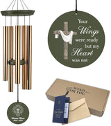 Personalized Wind Chimes, Custom Name Sympathy Jesus God Gifts, 36inch Memorial Wind Chime, Loving Memory Cross Wind Chime, Loss of Loved Dad/Mom for Funeral (Produced in USA)