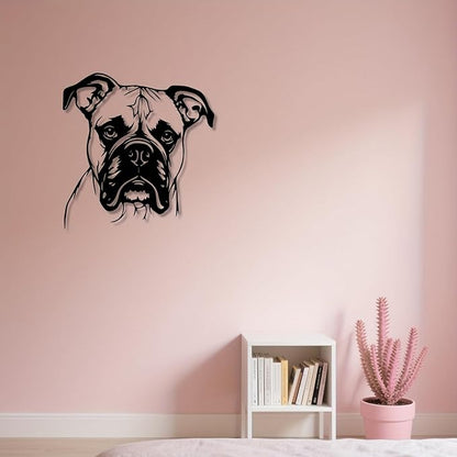 Boxer Dog Metal Wall Art - Rustproof Iron Dog Statue Mural for Patio, Fence & Wall Decor, Durable Pet-Themed Home Decoration(30cm/11.81in)