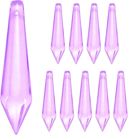 M METERXITY 10-Pack Crystal Icicle Prisms, 53mm/2.09 Inch Chandelier Pendant Maker Hanging Crystals Chandelier Prisms for Home/Windows/Garden/DIY Decoration[Purple]