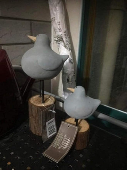 Sculpture Tabletop Statue Garden Sculpture Outdoor Garden Animal Statue 2 Pieces Resin Gray Chubby Bird Figurine Garden Decoration Accessories Handicraft Ornaments