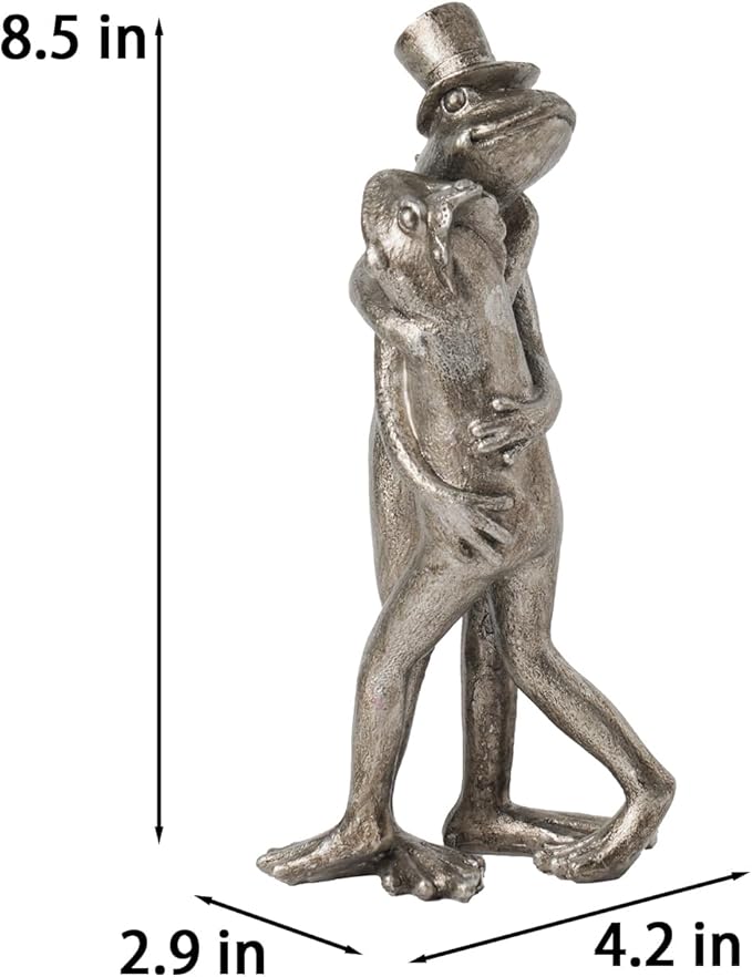 Frog Garden Decor Gifts for Women - Resin Decorative Sculpture Patina Dancing Home Statue with Bowler Hat Unique Animal Tabletop Shelf Decoration for Garden 4.2 * 2.9 * 8.5 inch