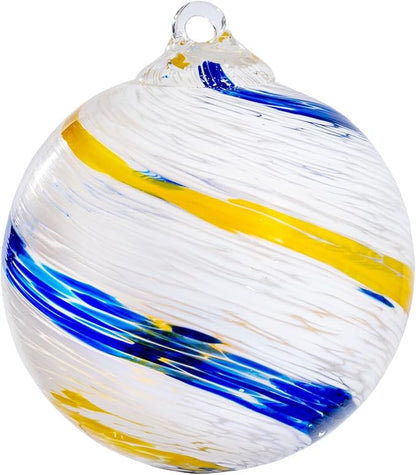 4”Christmas Balls, Gazing Balls Hanging Friendship Balls, Hand-Blown Glass Ball Christmas Ornament for Window Outdoor Home Decor, Christmas Tree Decoration, Gifts for Women (White