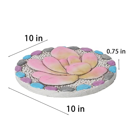 Succulent Pattern Cement Stepping Stones - Garden Stepping Stones Outdoor Pavers for Outside Walkway Gifts for Grandma Garden Stones Decorative Sculpture Yard Art 0.75 * 10 * 10 Inch