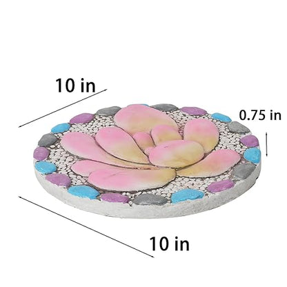 Succulent Pattern Cement Stepping Stones - Garden Stepping Stones Outdoor Pavers for Outside Walkway Gifts for Grandma Garden Stones Decorative Sculpture Yard Art 0.75 * 10 * 10 Inch
