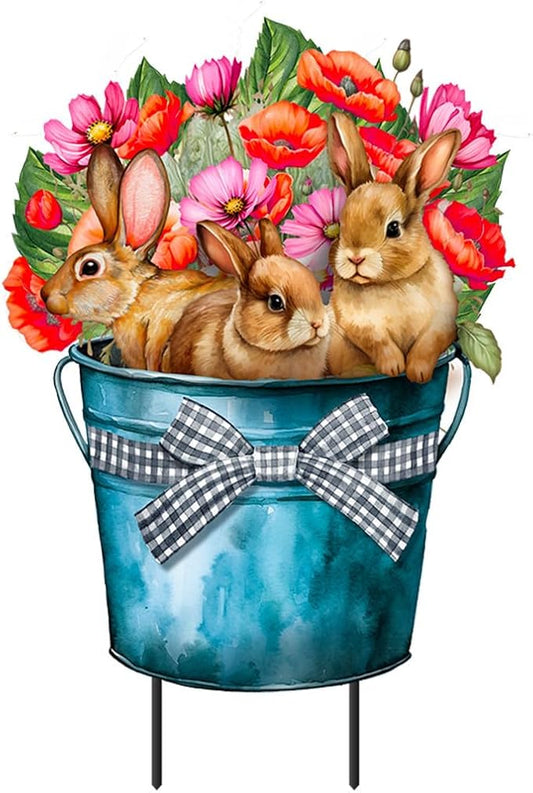 Briarwood Lane Bucket of Bunnies Metal Art